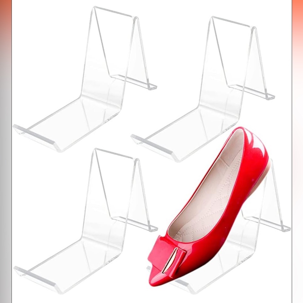 2 Pair/4 Pcs Acrylic Shoe Store Display Stands Clear Rack Holder